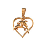 18444 - Double Dolphin Heart Pendant