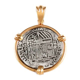 Atocha Silver 1 1/8" Replica Coin Pendant with 3 Diamond Accents - Item #18947