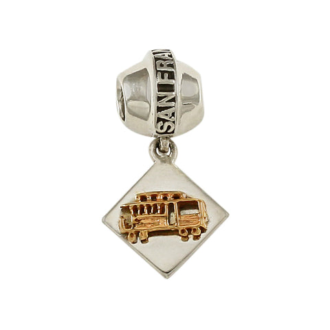 19209a - SAN FRANCISCO Cable Car Dangle Bead