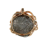 Atocha Silver 8 Reales Replica Coin Pendant with Octopus Frame and Hidden Bail - Item #21121