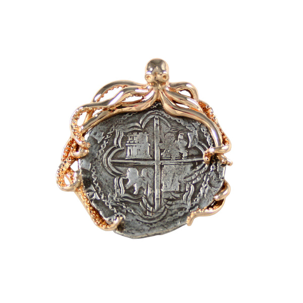 Atocha Silver 8 Reales Replica Coin Pendant with Octopus Frame and