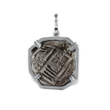 Shipwreck Atocha Silver 1" Replica Coin Pendant with Smooth Frame & Shackle Bail - Item #21142