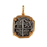 Shipwreck Atocha Silver 1" Replica Coin Pendant with Smooth Frame & Shackle Bail - Item #21142