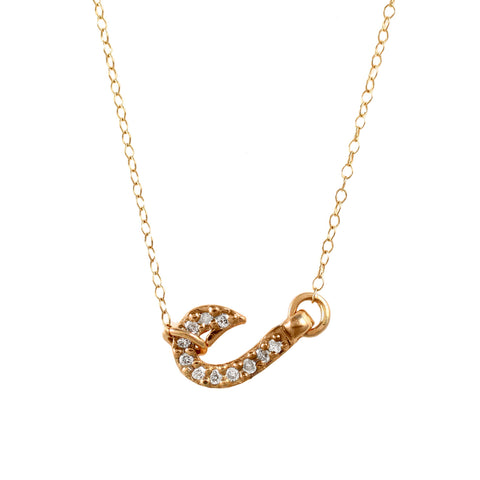 21154d - Petite Diamond Fish Hook Necklace