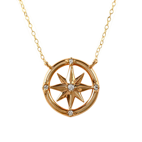 21159 - Diamond Compass Rose Petite Necklace
