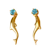 30548 - Dolphin Earrings with Blue Topaz