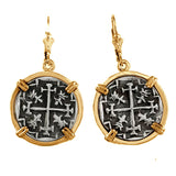 Atocha Silver 7/8" Replica Coin Earrings in Smooth Frame - Item #30641