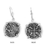 Atocha Silver 7/8" Replica Coin Earrings in Smooth Frame - Item #30641