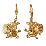 30732lv - Turtle, Starfish, and Sand Dollar Leverback Earrings