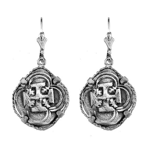 Shipwreck Atocha Silver 3/4" Replica Coin Earrings with Lever Backs - Item #30768DA