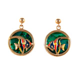 Enameled Tropical Fish Sea Opal Earrings (Needs Pricing) - Lone Palm Jewelry