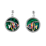 Enameled Tropical Fish Sea Opal Earrings (Needs Pricing) - Lone Palm Jewelry