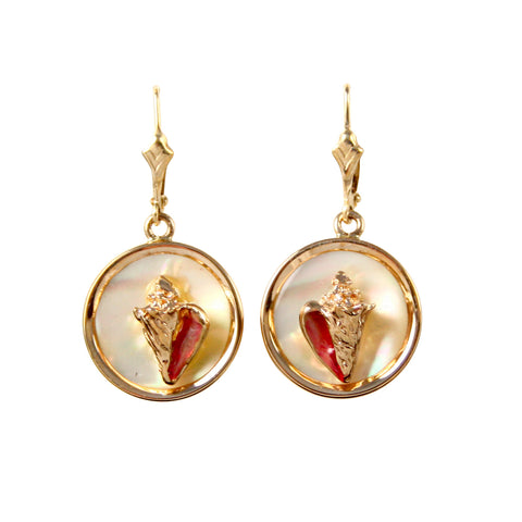 Enameled Conch Sea Opal Earrings (Needs Pricing) - Lone Palm Jewelry