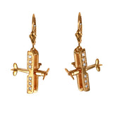 30837d - 3D Diamond Bi-Plane Leverback Earrings