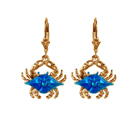 30905 - Enameled Blue Crab Earrings