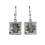 Shipwreck Atocha Silver 1/2" Replica Coin Earrings in Square Frame - Item #30906