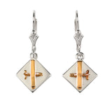 30914 - Mixed Metal High Wing Aircraft Earrings on Disk