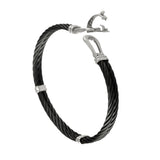 40403d - Double Shackle Black Cable Bracelet with Diamonds