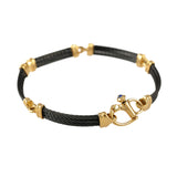 40409 - 5 Segment Black Cable Bracelet with Sapphire Clasp