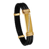 40417d - Black Cable Bracelet with Diamonds