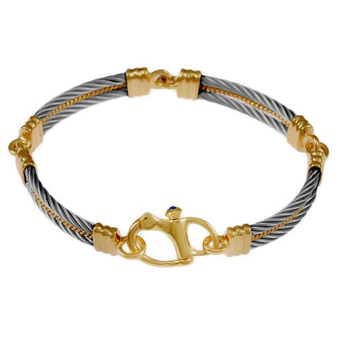 40488 - Sapphire Mariner's Snap Shackle 4 Link Two Tone Bracelet