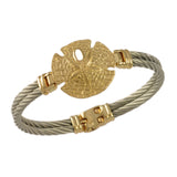 2 Cable Bracelet with Large Sand Dollar Center - Lone Palm Jewelry