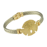2 Cable Bracelet with Large Sand Dollar Center - Lone Palm Jewelry