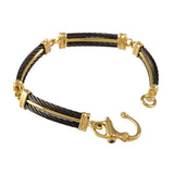 41464 - Four Segment Black Cable Bracelet with Sapphire Clasp