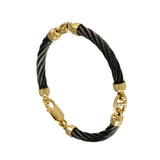 41485d - Three Segment Black Cable Bracelet with Diamonds