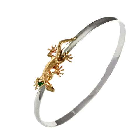 44108 - Gecko Lizard & Emerald Hook Bracelet