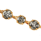 Atocha Silver Replica Coin Bracelet with 3 Alternating Coin Links - Item #46124