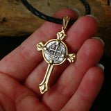 Shipwreck Atocha Silver 1/2" Replica Coin Cross Pendant - Item #14928