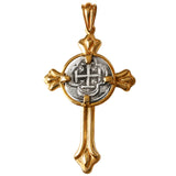 Shipwreck Atocha Silver 1/2" Replica Coin Cross Pendant - Item #14928