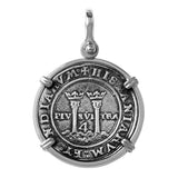 Atocha Silver 1 1/2" Replica Spanish 4 Reales Coin Pendant with Shackle Bail - Item #18340