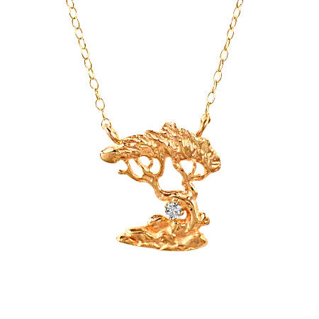 21164d - Windblown Coastal Tree with Diamond Petite Necklace