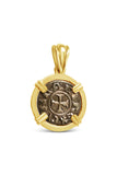 Authentic Crusader Coin Pendant - AR Denaro in 14K Frame - Item #8849