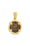 Authentic Crusader Coin Pendant - AR Denaro in 14K Frame - Item #8851