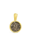 Authentic Crusader Coin Pendant - AR Denaro in 14K Frame - Item #8854