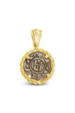 Authentic Crusader Coin Pendant - AR Denaro in 14K Frame - Item #9064