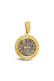 Authentic Crusader Coin Pendant - AR Denaro in 14K Frame - Item #9064