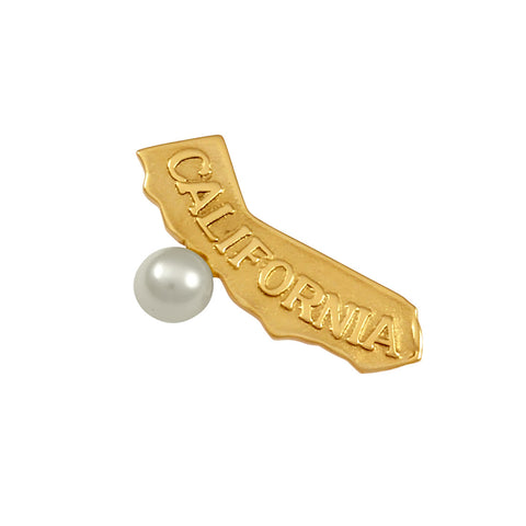00228p - California Map Charm with Pearl
