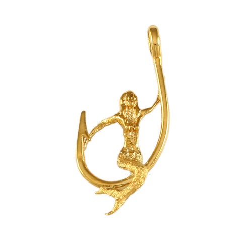 1 5/8" Fish Hook with Sitting Mermaid - Lone Palm Jewelry