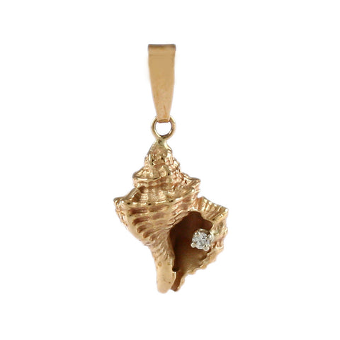 1" Frog Shell with Diamond - Lone Palm Jewelry