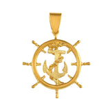 10412 - 1 1/2" Ship's Wheel with Fouled Anchor - Lone Palm Jewelry