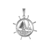 10428 -1 1/16" Ship's Wheel with Sailboat - Lone Palm Jewelry