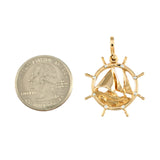 1 1/16" Ship's Wheel with Sailboat & Diamonds - Lone Palm Jewelry