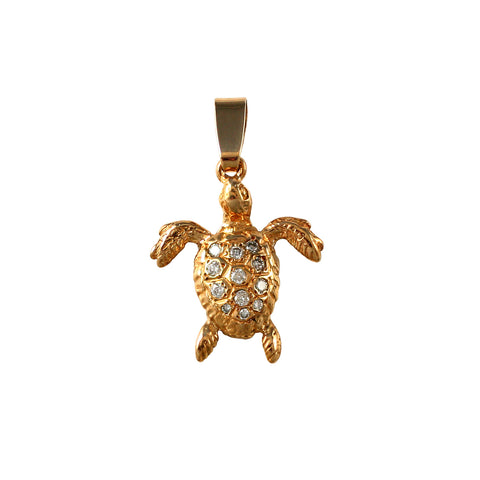 10684d - 7/8" Green Sea Turtle with Diamonds - Lone Palm Jewelry