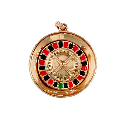 10831 - Enameled Spinning Roulette Wheel Charm