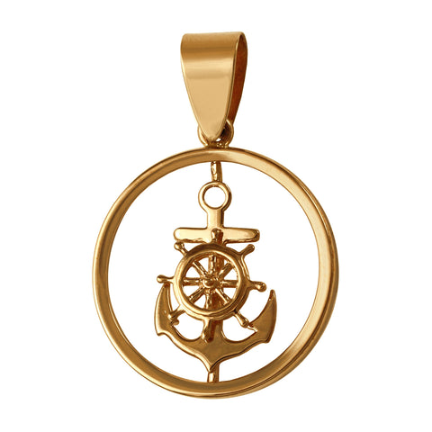 10902 - 7/8" Anchor with Ship's Wheel Pendant in Frame