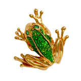 10911e - 7/8" Enameled Frog Pendant with Emerald Eyes and Hidden Bail